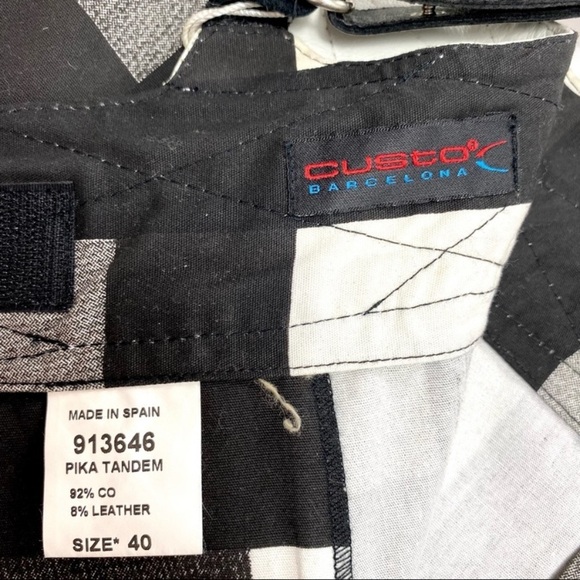 CUSTO Barcelona Leather Suspender Gingham Mini Skirt Black with White Size M New - Picture 8 of 10